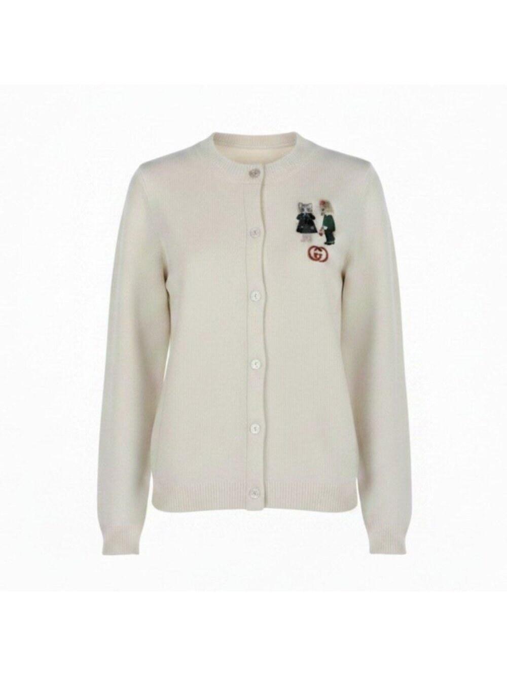 Gucci Kept Yuko Higuchi Collaboration Knit Cardigan Cat Embroidery S Ivory Wool